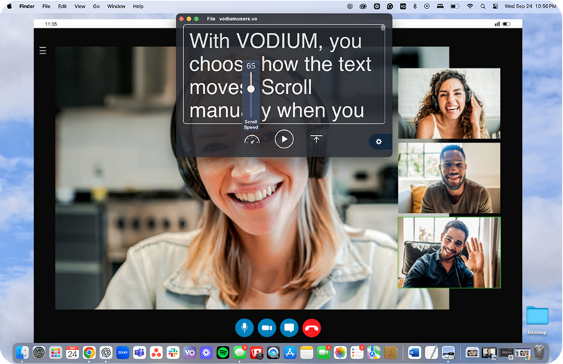 VODIUM scrolling overlay on a video meeting