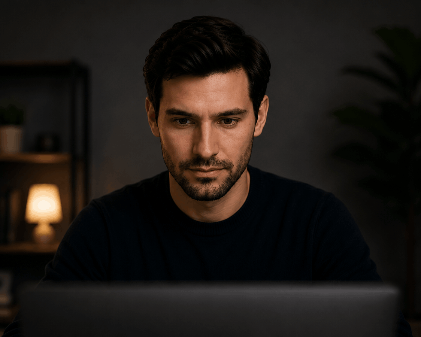 Presenter looking down away from the camera while reading a script